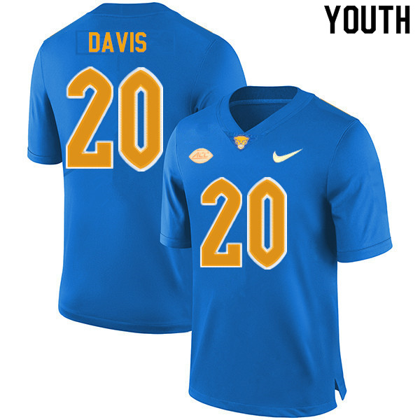 Youth #20 Wendell Davis Pitt Panthers College Football Jerseys Sale-New Royal